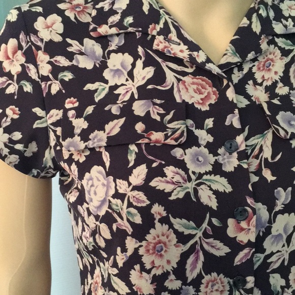 Jones of New York 2 pc Blue Floral Silk Dress - Picture 3 of 16